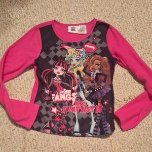 🤩5 For $5 Monster High Fangs Are Fantastic Pink and Black Long Sleeve Tee